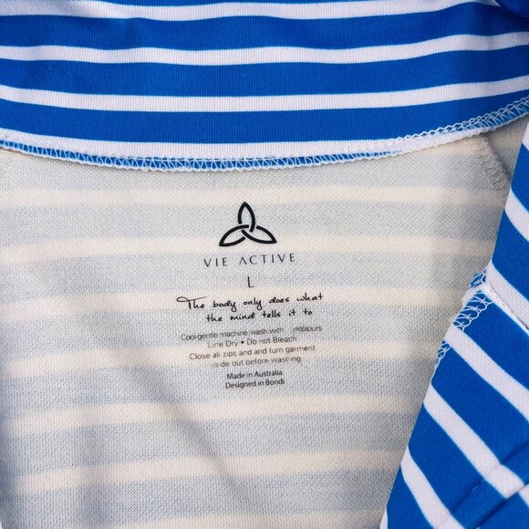 Vie‎ Active Womens Blue & White Striped Full-Zip Jacket L - Picture 2 of 5